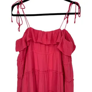 NWT Anthropologie Tiered Ruffle Maxi Dress Pink Size Small Boho Flowy Resortwear thumbnail 10