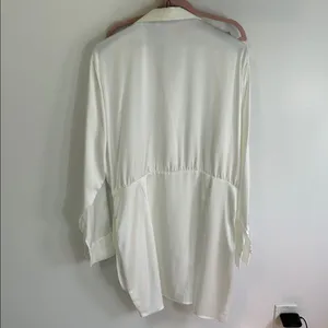 Zara White Satin Effect Draped Shirt Dress thumbnail 6