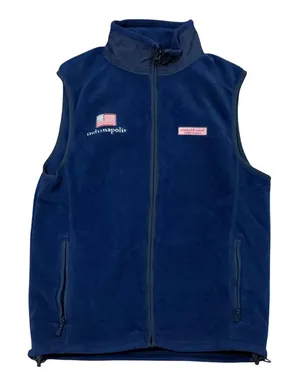 Vineyard Vines Womens XS Navy Blue Fleece Full Zip Vest Indianapolis Flag Logo‎ thumbnail 1