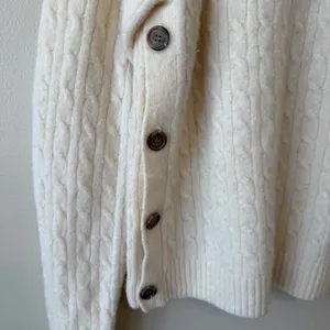 J.Crew Womens Soft Girl Wool Blend Sweater L Cream Cable Knit Side Button Preppy thumbnail 5