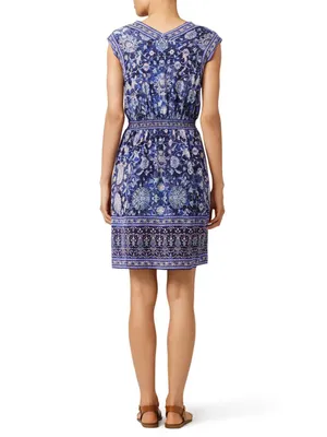 Rebecca Taylor Dreamweaver 100% Silk V-Neck Floral Dress Size 12 thumbnail 2