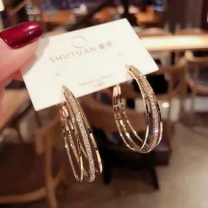 18K Gold Plated Open Hoop Earrings for Women thumbnail 2