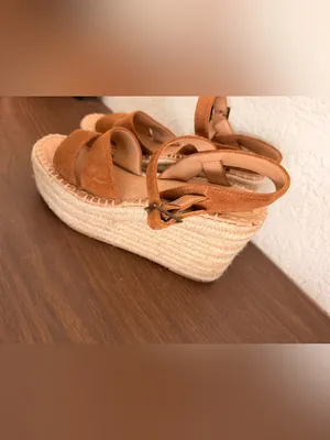 Soludos Womens Como Platform Wedge Sandals Brown suede size 6 preowned thumbnail 2