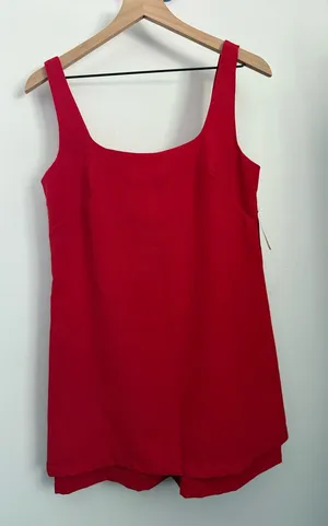Anthropologie Maeve XS NEW Hidden Romper Mini Tank Dress Red Relaxed Preppy thumbnail 1