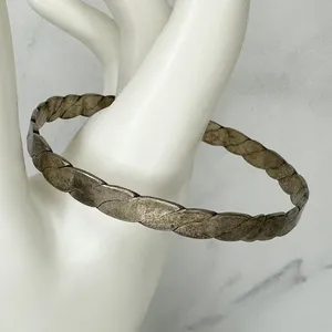 Vintage Mexico Flat Braided Bangle Bracelet Silver Tone ✨ thumbnail 8
