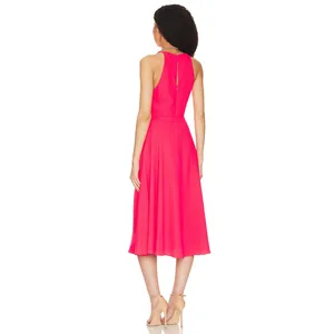 Amanda Uprichard Elondra Electric Rogue Pink Minimalist Tea Party Midi Dress S thumbnail 5