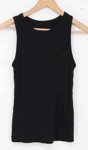 A New Day Tank Top Womens Large Ribbed Black Slim Fit Excellent thumbnail 1