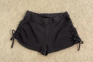 Drawstring Ruched Black Booty Shorts thumbnail 2