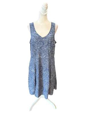 Toad And Co Sunkissed Cutout Dress Blueberry Batik Floral Print Womens Large thumbnail 2