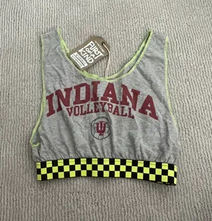 LF Furst Of A Kind Indiana University Adidas Checker Trim Crop Tank thumbnail 1
