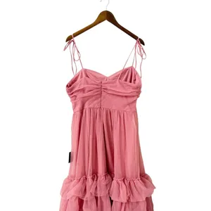 Lulus Endlessly Darling Dusty Rose Mesh Tiered Tie-Strap Maxi Dress size XL NWT thumbnail 7