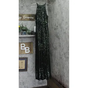 NWT Alex Evenings Neck Front Slit Sleeveless Dress Gown Black / Emerald Green 2 thumbnail 4