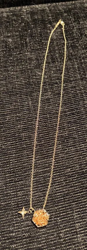 Kendra Scott vintage gold sheen obsidian Pendant Necklace with Star Charm thumbnail 1