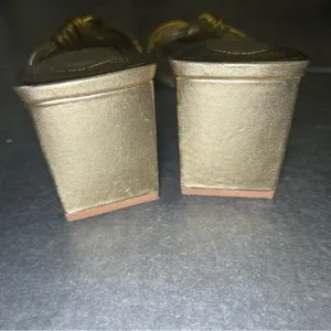 Antonio Melani Gold Knotted Leather Square Toe Sandal Heels Women’s Shoe Size 7 thumbnail 7