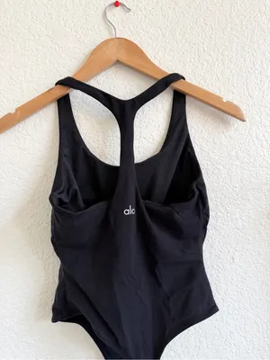 Alo Yoga Sleek Back Stretch Bodysuit Black S thumbnail 8