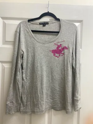 Beverly Hills Polo Club Women’s Long Sleeve Top with pink logo – Size XL thumbnail 2