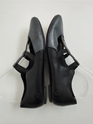 Born Ballet Flats Leather T Strap Dark Academia WhimsiGoth Metallic Grey Black thumbnail 7