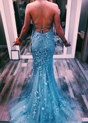 Baby Blue Prom Drss Size 00 thumbnail 1