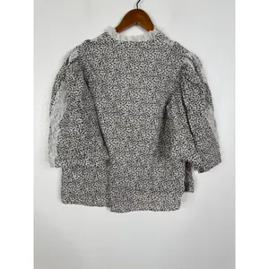 Anthropologie Sand Floral Lace Trim Cotton Top Short Sleeve Blouse Size M NEW thumbnail 2