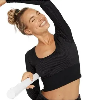 OFFLINE by Aerie‎ Womens Black Sidewalk Seamless Long Sleeve Crop Top Small thumbnail 1