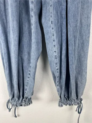 FREE PEOPLE Lotus Balloon Cuffed Hem Denim Blue Jeans Size 24 Boho Whimsical thumbnail 7