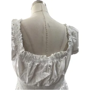 Altar'd State White Smocked Sweetheart Mini Dress L Little White Dress Bridal thumbnail 7