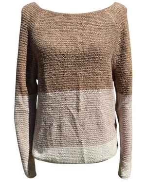 Abercrombie & Fitch‎ Women's Color Block Boat Neck Sweater Tan Brown Size Medium thumbnail 1