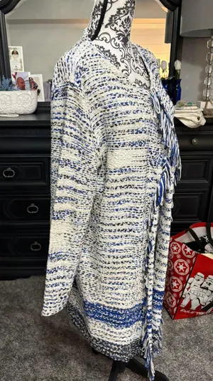 Fate Size XXL Blue Black And White Duster Jacket thumbnail 5