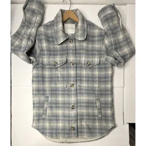 American Eagle Brushed Plaid Shacket Oversized Sz XS Grunge Flannel Boyfriend thumbnail 11