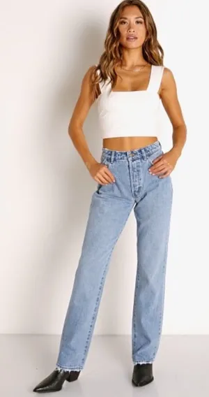 Rollas Classic Straight High Rise Jeans Light‎ Medium Wash Womens Size 27 thumbnail 1
