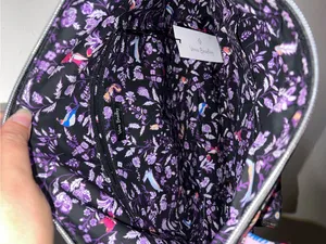 Vera Bradley Black Quilted Tote with Pink, Purple and Blue Floral Print thumbnail 4