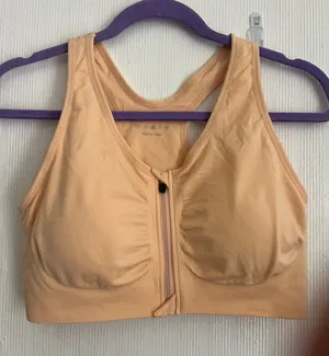Front-Zip High Support Sports Bra - Nude/Gray thumbnail 1