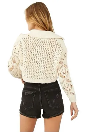 Free People Cropped Sweater Knit thumbnail 2
