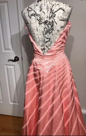 Ice & Fire Vintage Y2k Coquette Pastel Embellish Bead Line Striped A-line Formal Evening Prom Gown corset thumbnail 11