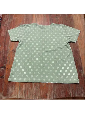LAKE Pajamas Green White Geometric Leaf Short Sleeve Loungewear Pima Cotton L thumbnail 9