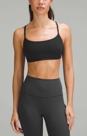 Lululemon Wunder Train Strappy Racer Sports Bra Black Everlux C/D Size 4 thumbnail 1
