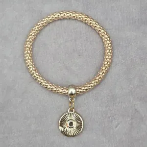 Gold Charm Dangle Elastic Stretch‎ Bead Bracelet Boho Retro Fashion Jewelry thumbnail 2