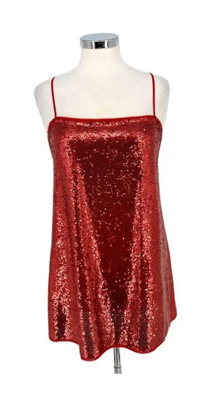 Free People Intimately Time To Shine Glam Red Sequin Mini Slip Dress Size Small thumbnail 1