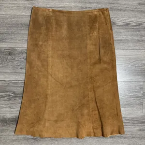 Anonymous John Carlisle Tan Suede Leather A-Line Midi Skirt Size 14‎ Camel Brown thumbnail 9