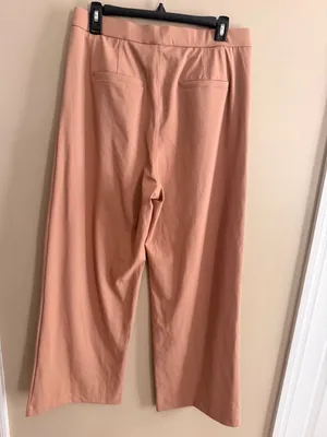 Wide-Leg Camel Trousers Womens Size L High Waist Polyester Blend Dress Pants New thumbnail 3