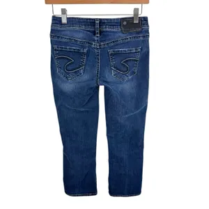Silver Jeans Co. Aiko Kick Flare Low Rise Cotton Blend Jeans Capris‎ Size 26 thumbnail 2