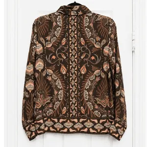 Rachel Zoe Satin Paisley Print Button-Down Blouse Long Sleeve Size Small NWT thumbnail 3