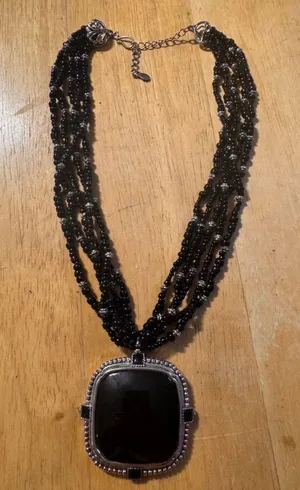 Statement Multi strand Beaded Necklace Black thumbnail 1
