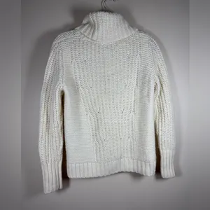 Banana Republic Chunky Cream Cowl Turtleneck Neck Sweater Sz M thumbnail 9