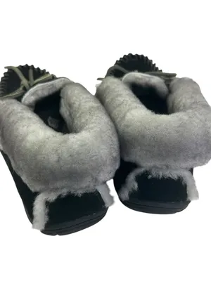 LL Bean Wicked Good Moccasins Black 8M hard sole fur lined thumbnail 6