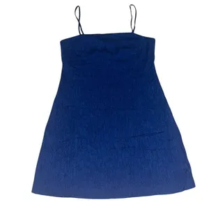 GAP Sleeveless‎ Square Neck Linen Blend Mini Dress Dark Indigo Navy Blue Medium thumbnail 2