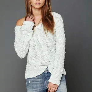 Free People Songbird Shaggy Knit Pullover Sweater Chunky Oversize Medium Seafoam thumbnail 3