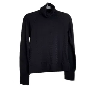 NEW Fitigues Black Textured Floral Turtleneck Top Womens Medium Vintage Y2K Goth thumbnail 10