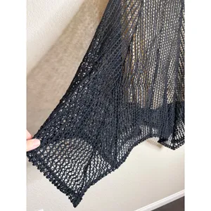 Lulus L Lenaya Strapless Dress‎ Black Crochet Handkerchief Hem Mesh Overlay NEW thumbnail 7