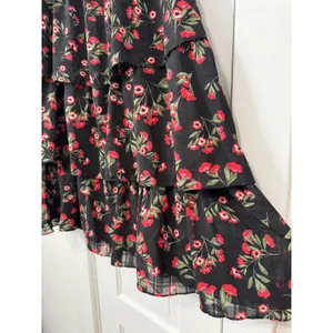 Draper James RSVP Black Red Floral Tiered Midi Skirt Elastic Waist Large L thumbnail 7